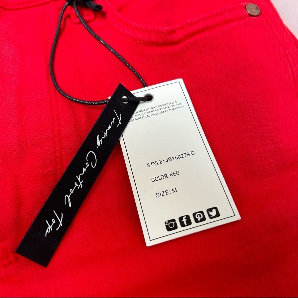 Judy Blue NWT Tummy Control Red Bermuda Denim Jean Shorts Style #150279 Medium - Picture 4 of 6